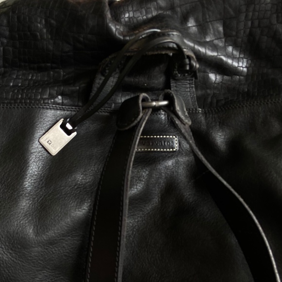 John Varvatos Croc-embossed Leather Mens Backpack In Black - Picture 9 of 10